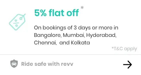 5 percent off on car rental for 3 or more days bookings